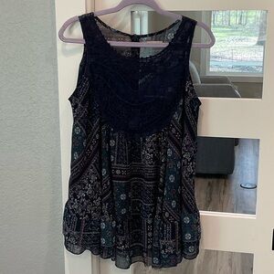 Vintage Altar'd State Navy and Floral Women's Blouse Size L